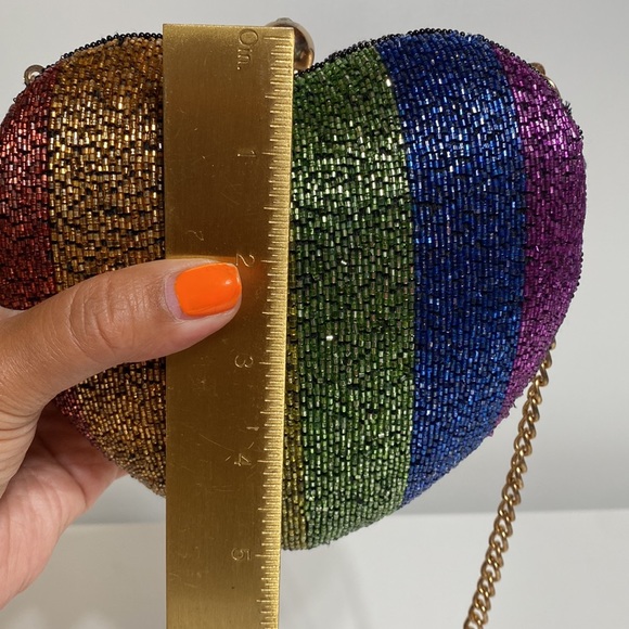 TopShop Rainbow Beaded Heart Clutch or Crossbody - Picture 15 of 16